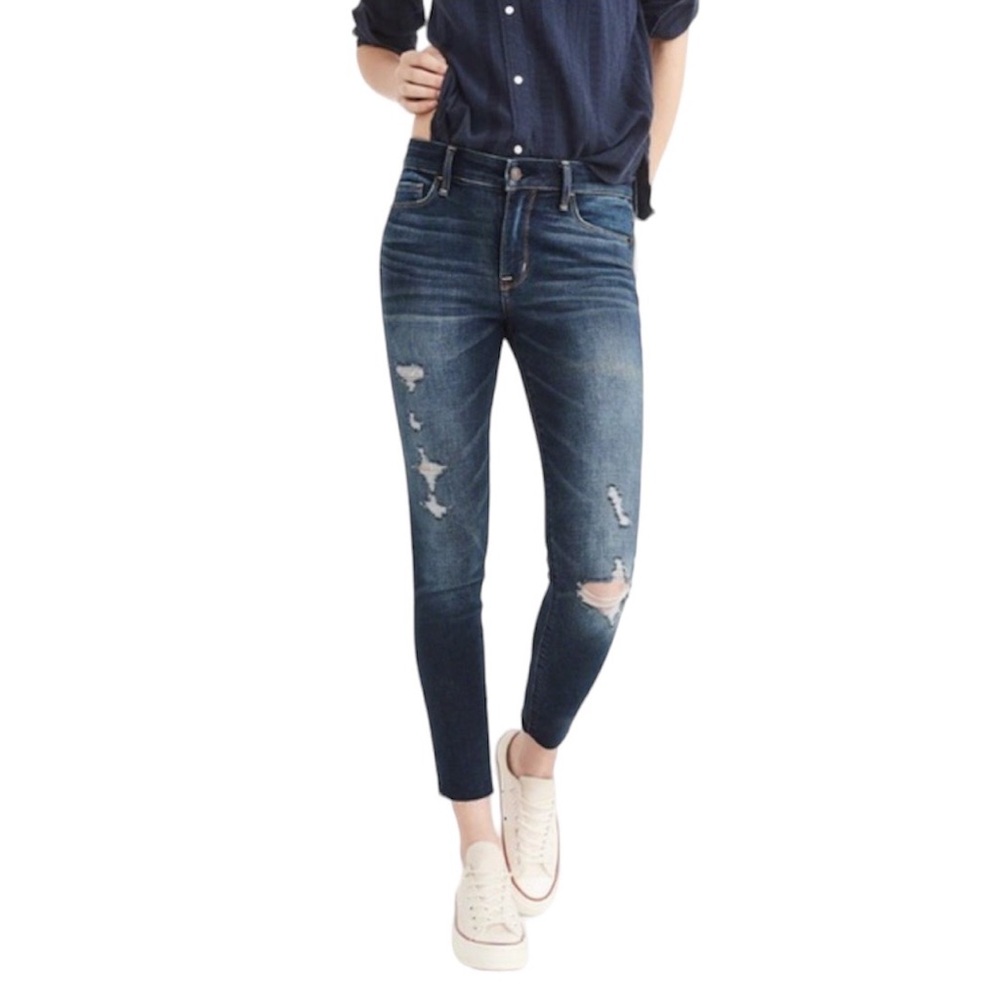 Abercrombie & Fitch Mid Wash Distressed Harper Ankle Skinny Jeans 27 4 L